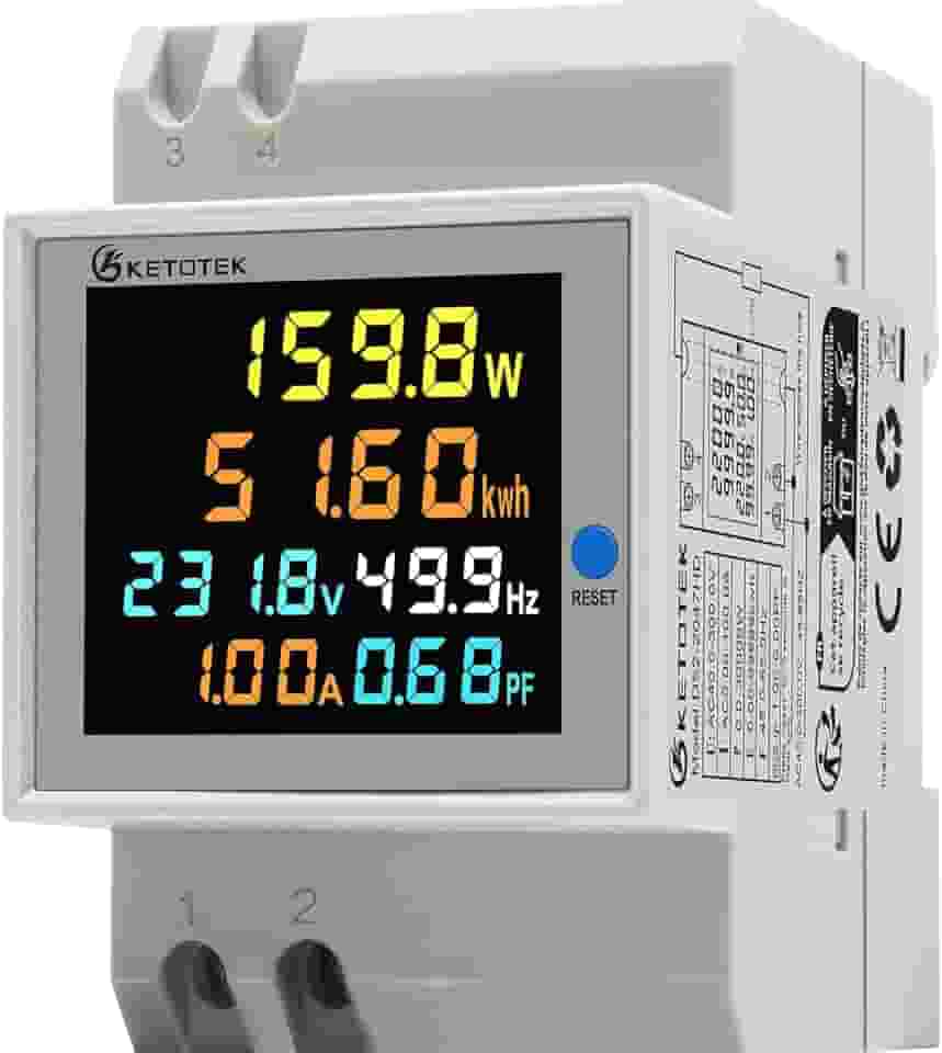 KETOTEK Medidor de energia digital 6 em 1 AC40 ~ 300 V 100 A voltímetro amperímetro trilho din, contador elétrico monofásico medição do consumo de tensão corrente fator de potência frequência