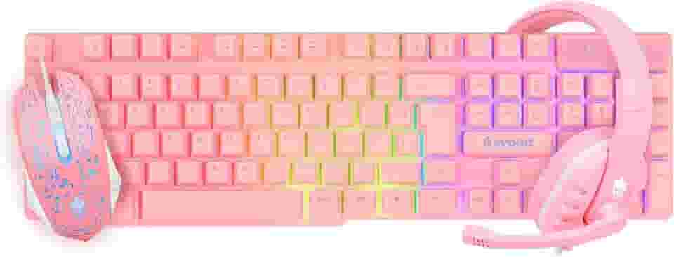 COMBO GAMER ROSA (TECLADO+MOUSE+FONE) EG53 - EVOLUT