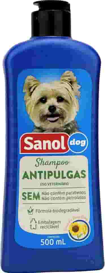 Sanol Dog Shampoo De Pêlos Para Cães Antipulgas 500 Ml Azul
