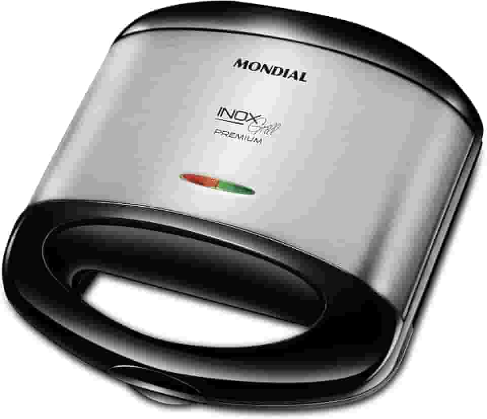 MONDIAL Grill e Sanduicheira Premium, Preto/Inox, 800W, 220V - S-07