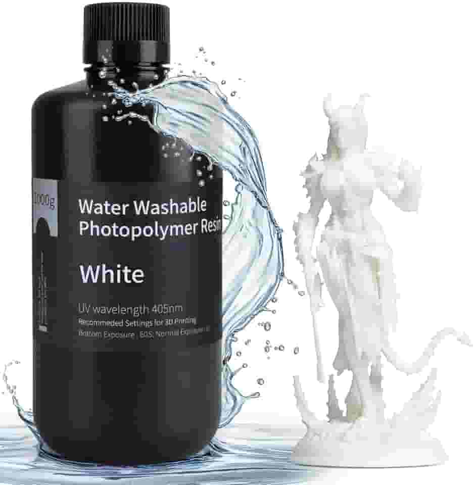 ELEGOO Resina lavável para impressora 3D Branco 1KG - Resina de fotopolímero padrão de cura UV 405nm para impressão 3D LCD/MSLA/DLP
