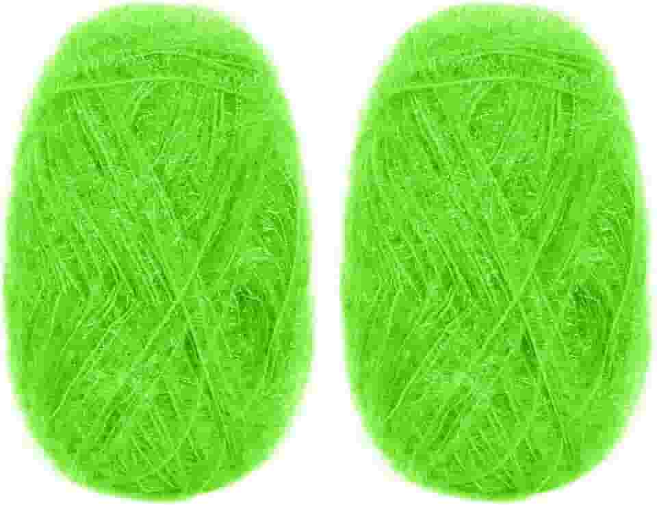 CAMAL Fio de poliéster para panos de prato para suprimentos de crochê, fio de tricô colorido brilhante para panos de prato, artesanato DIY, 2 pacotes 109 jardas por novelo (verde brilhante)