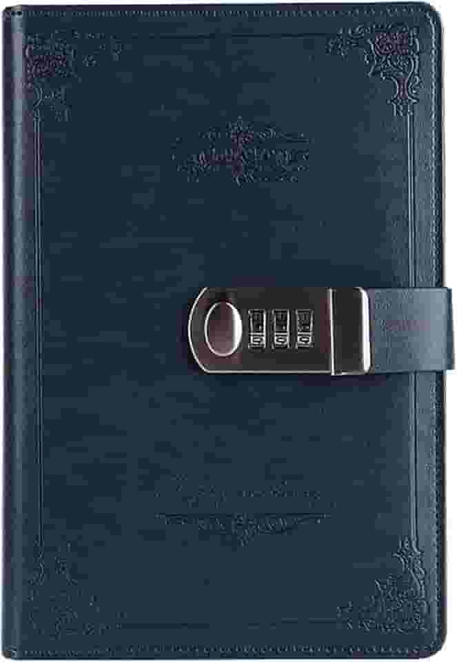 Notebook Digital Senha Retrô Privacidade Diários Combinação Fechadura Diário de Couro Bloqueio Diário de Bloqueio, Azul