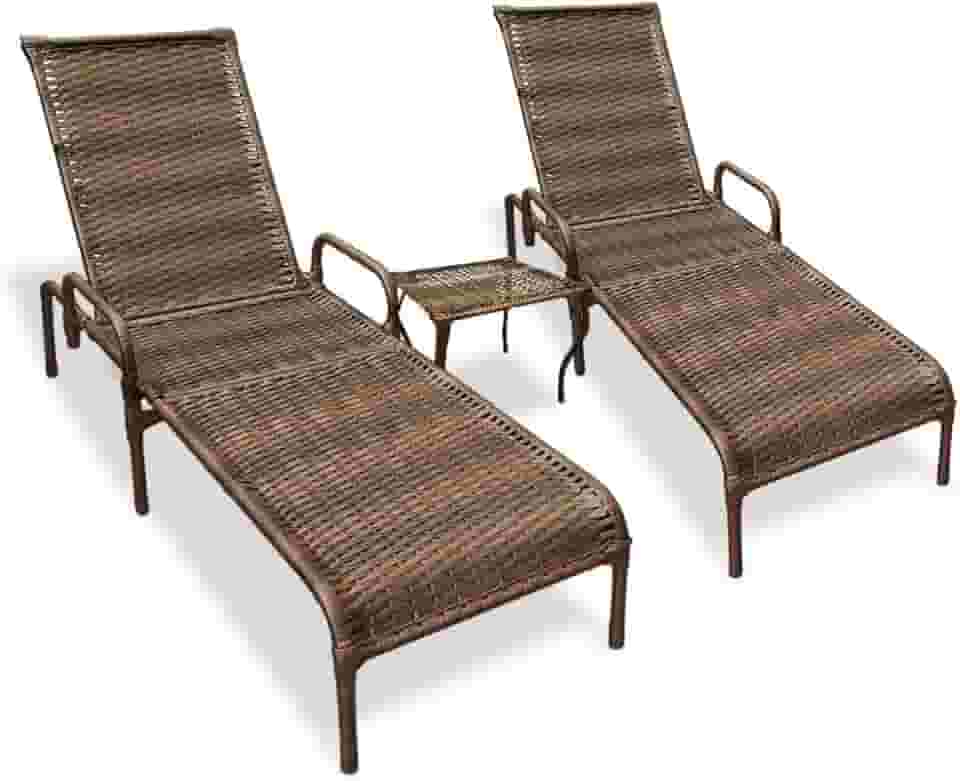 Kit 2 Cadeiras Espreguiçadeira Catar com Mesa De Centro (Argila)