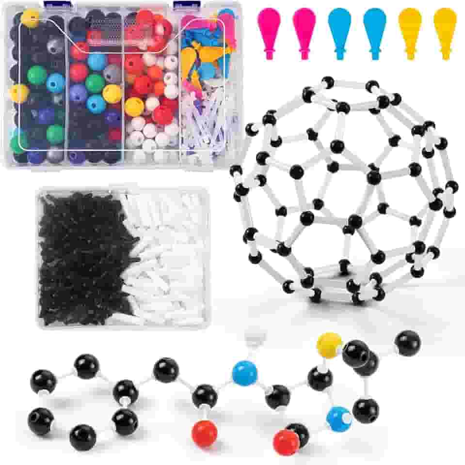 HFKPJRT Kit de modelo molecular, kit de 454 peças de modelo de química orgânica com C60, conjunto de modelos de elementos átomos para aulas de química, presente para professores e estudantes para a