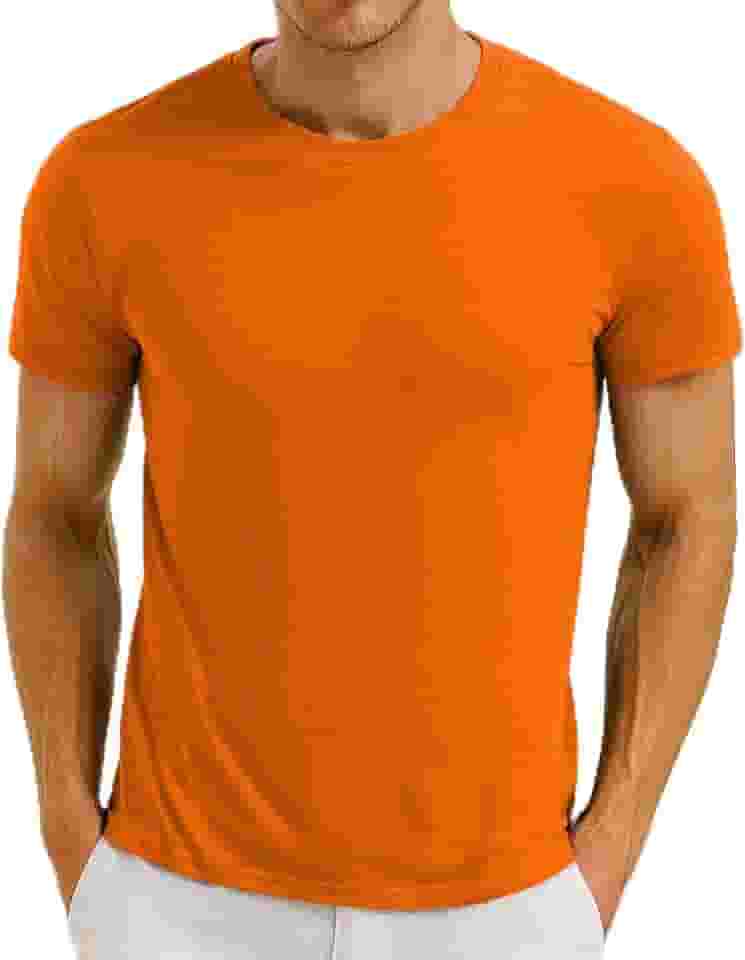 Camisetas masculinas de manga curta gola redonda cor sólida moda para uso casual e diário