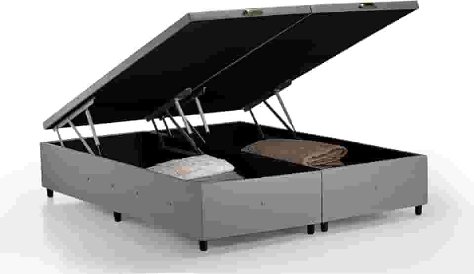 Box Baú Premium Linho Cinza Queen - SONO DESIGN