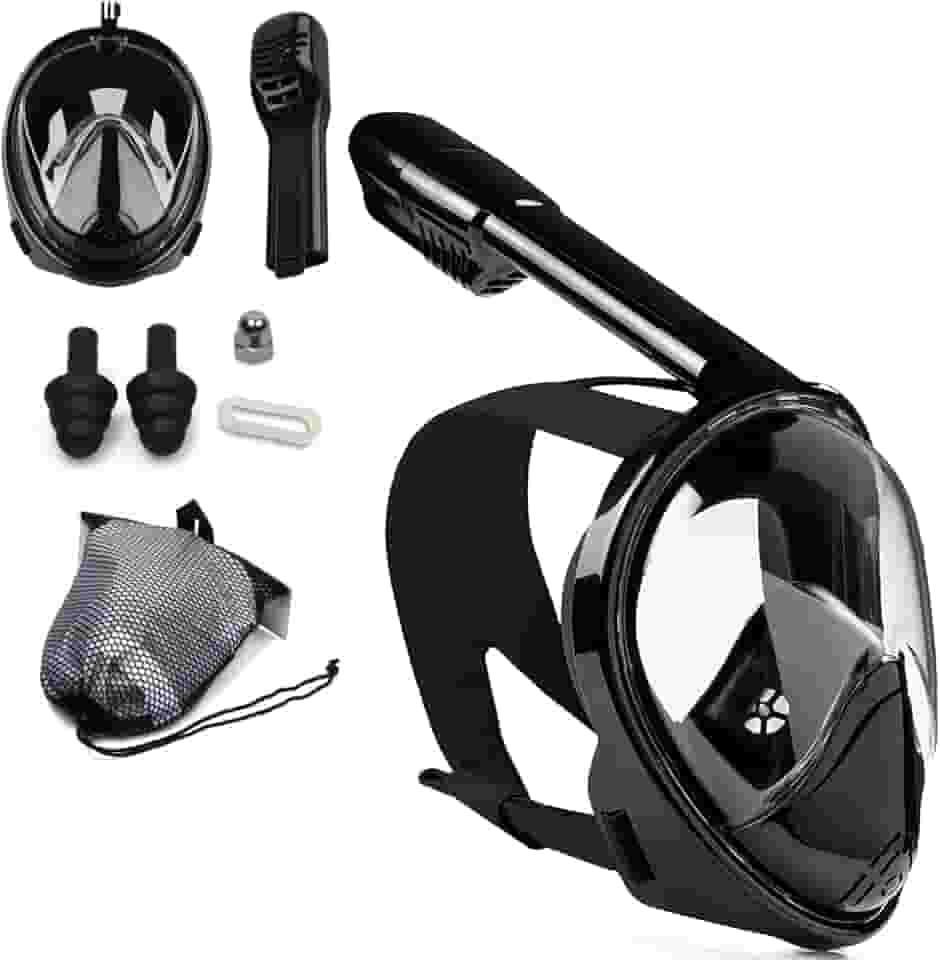 Máscara de Snorkel Full Face com Suporte para GoPro, Kit Completo 180° Visão Panorâmica, Antivapor e Antivazamento, Para Homens e Mulheres