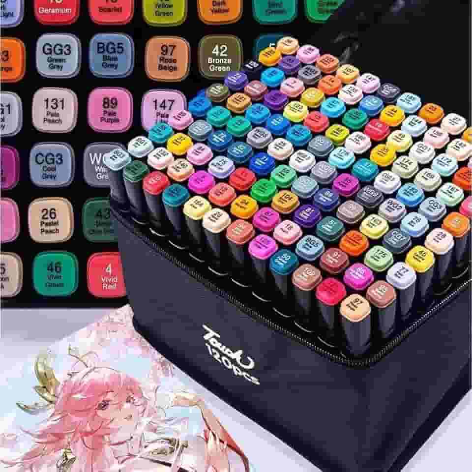 Canetas para Pintar Bobbie Goods, Caneta Touch, para Livro de Colorir, Marcador - Canetinhas Ponta Dupla, Secagem Rápida, Base de Álcool, Não Tóxicas - Criativo Antiestresse - PREMIUM (120)