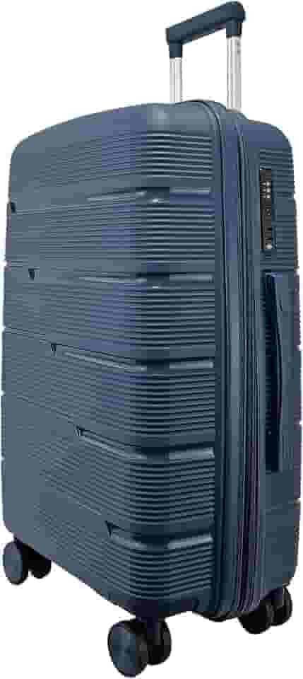 Mala de Viagem Média 23kg Expansível, Polipropileno Resistente, Cadeado Segredo, Rodas Duplas 360° Silenciosas. (Azul Marinho P2M)