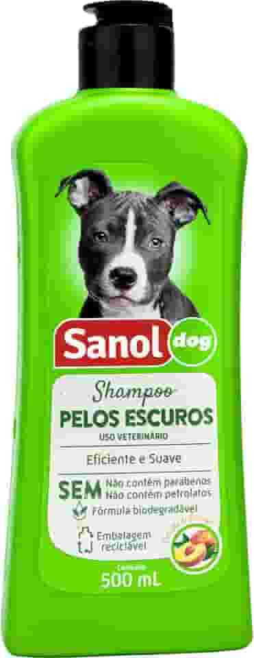 Sanol Dog Shampoo De Pêlos Para Cães E Gatos Escuros 500 Ml Verde
