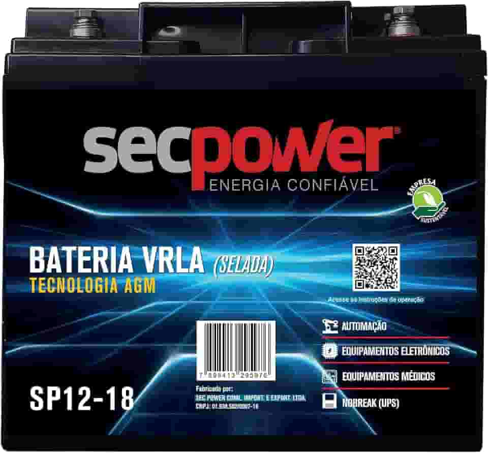 Bateria Estacionária VRLA (AGM) SecPower 12V - 18Ah - SP12-18