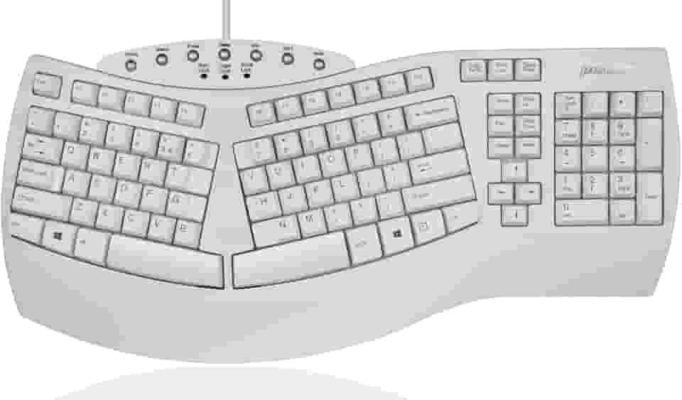 Perixx PERIBOARD-512W Periboard-512 Teclado ergonômico dividido - Design ergonômico natural - Branco - Tamanho volumoso 19,09" x 9,29" x 1,73", layout em inglês dos EUA