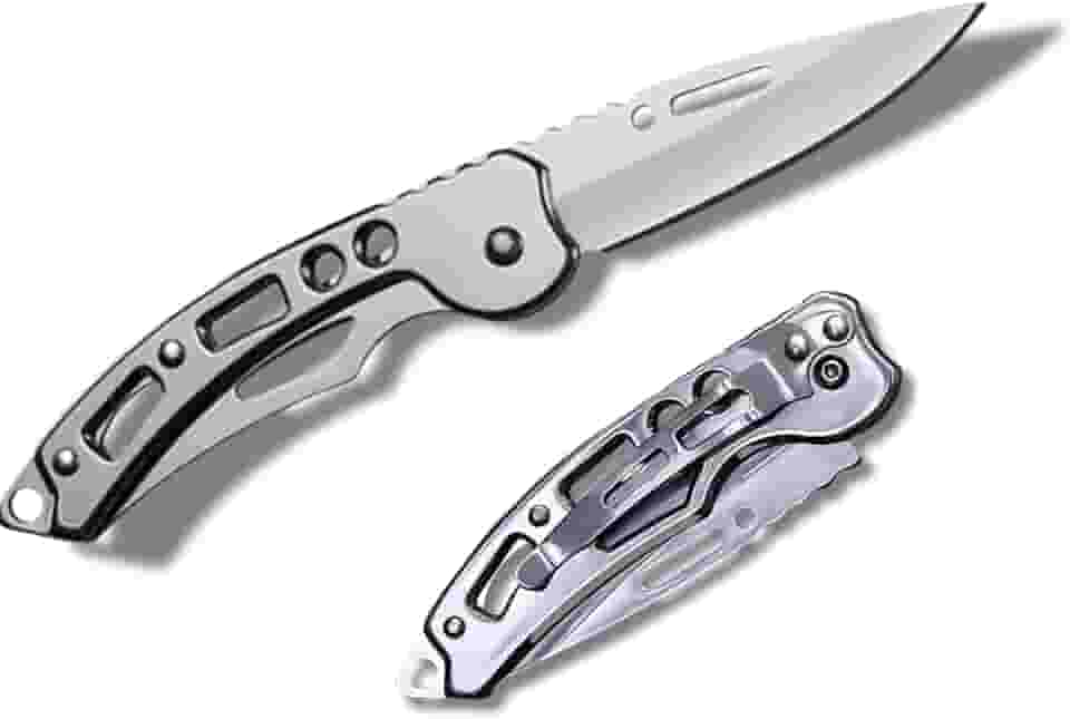 Canivete Dobrável em Aço Inoxidável,de 15 cm Chaveiro e Clip de Bolso: Portátil, Leve e Preciso para Uso Diário, usado em Camping, Pesca