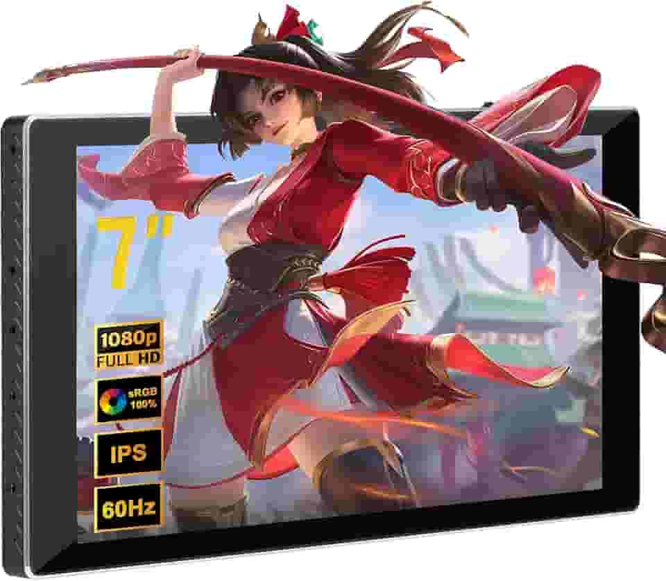 Monitor portátil de 7 polegadas Monitor de bolso 1080P FHD com tela sensível ao toque para jogos para caixas/PS4/XBOX/Switch