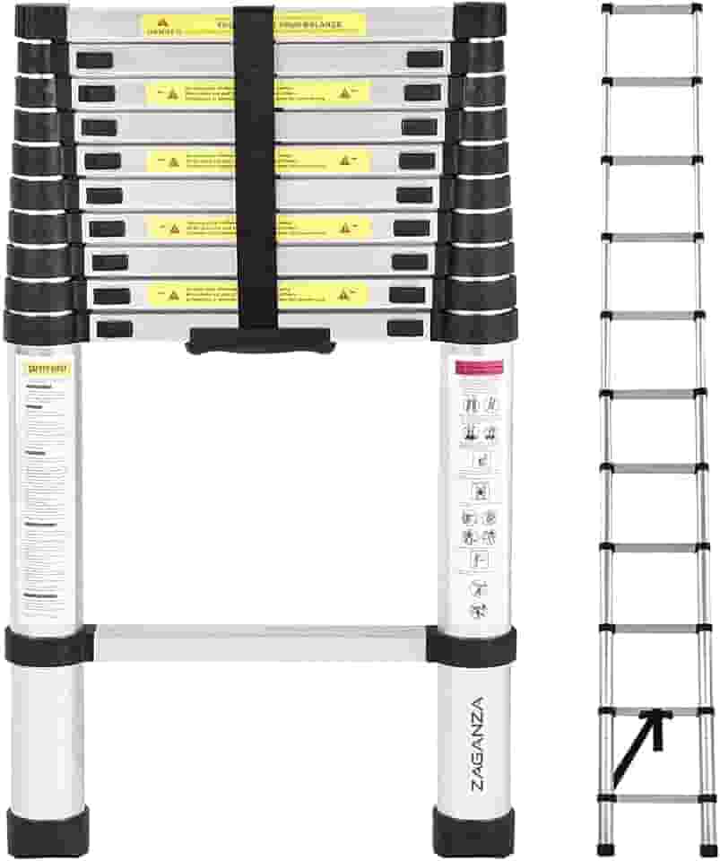 Escada Telescópica Extensiva Aço Inoxidável 13 Degraus 3,8m