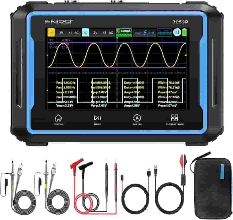【2c53p plus atualizado com estojo de transporte】 Osciloscópio 3 em 1 / multímetro/gerador de sinal dds tablet tela sensível ao toque osciloscópio automotivo digital portátil 2 can