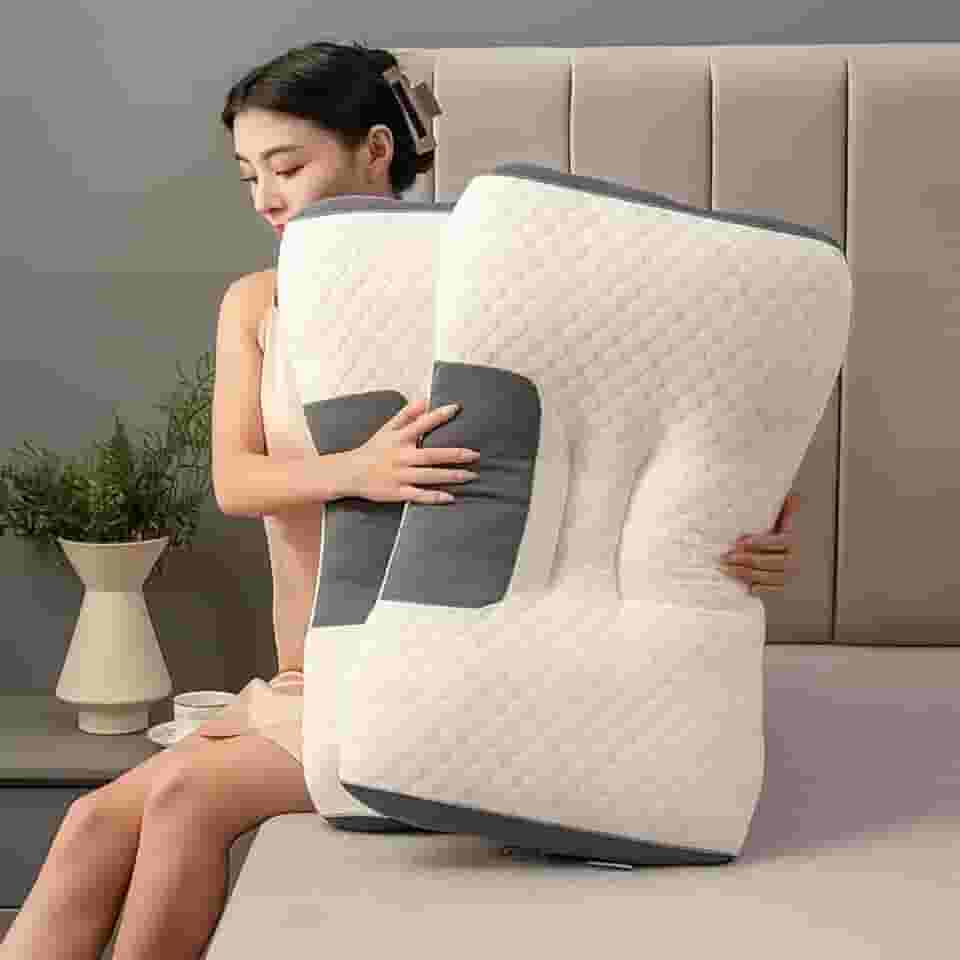 Travesseiro Ortopédico Cervical 74×48 cm Espuma Alta Densidade Almofada Ergonômica Apoio Anatômico Pescoço Capa Lavável