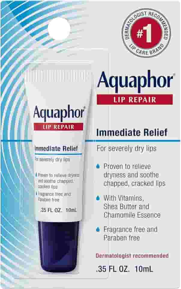 Aquaphor Pomada reparadora labial - Umidade de longa duração para acalmar lábios secos e rachados - Tubo de 1,035 ml