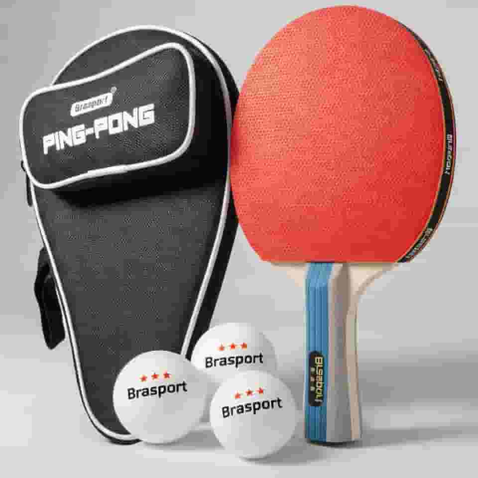 Raquete Profissional Para Tenis de Mesa Ping Pong Com Estojo e 3 Bolinhas Raqueteira