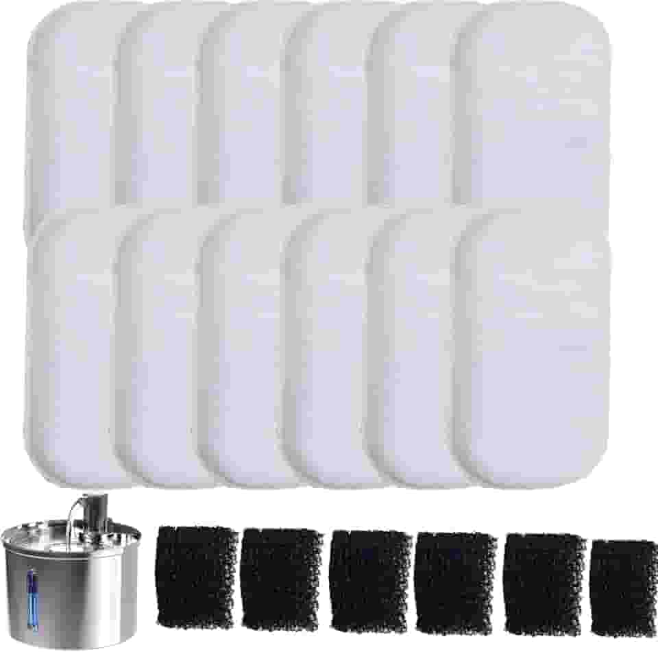 Filtros de reposição para bebedouros de cães e gatos, alimentadores de aço inoxidável para bebedouros de animais de estimação Filtro de carvão ativado substituído (12)