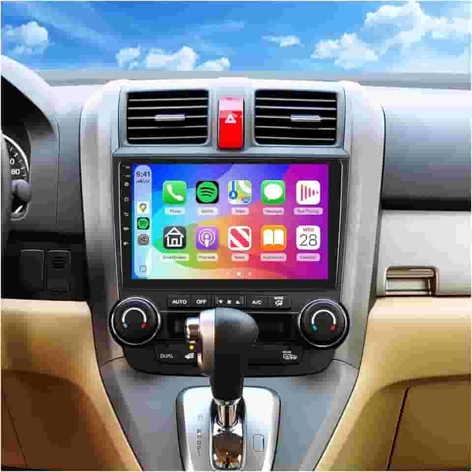 Rádio automotivo de 4 núcleos 64G para Honda CRV 2007-2011 com CarPlay sem fio Android Auto, tela sensível ao toque de 23 cm, estéreo automotivo com GPS Navi WiFi, Bluetooth, rádio AM/FM/RDS