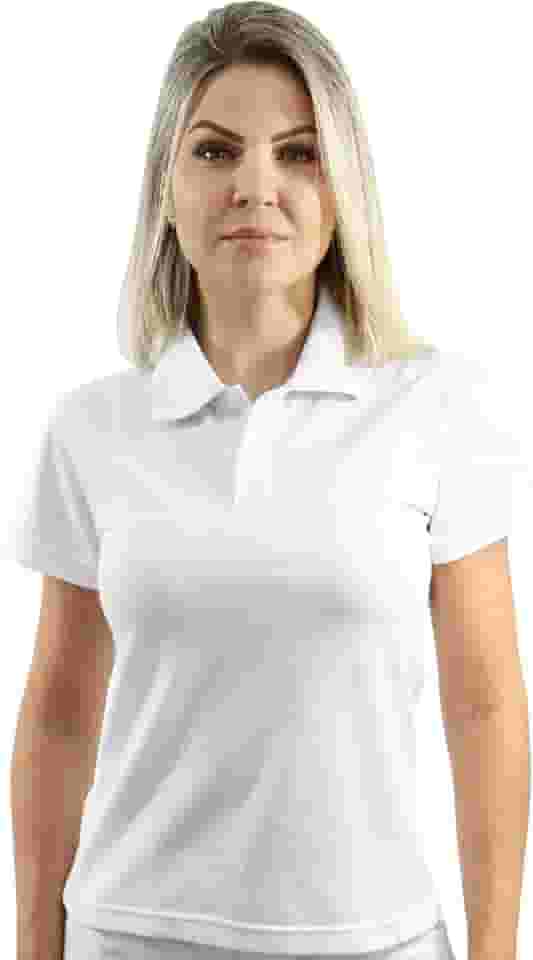 Camisa polo feminina baby look