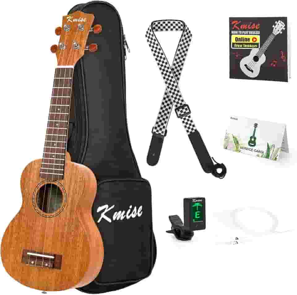Kmise Ukulele profissional para iniciantes adultos, lição online gratuita de 66 cm Tenor Mahogany Ukelele com kit de iniciante Ukele para crianças, bolsa, alça, afinador, cordas de nylon, livro