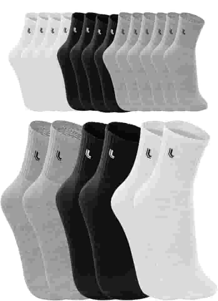 Kit 10 pares Meia Cano Médio, Básica, Lupo, adulto-unissex, Branca/Cinza/Preta, 41 a 44, G