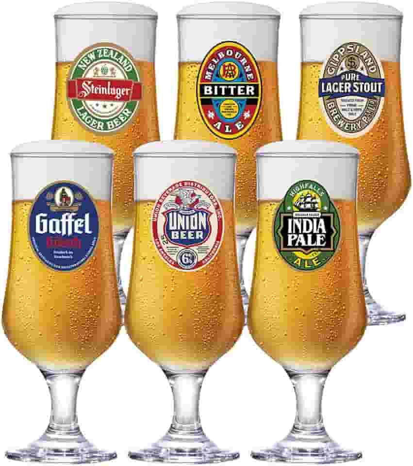 Ruvolo, Jogo de Taça Barcelona Rótulo, Taça para Cerveja 6 pcs, 370ml