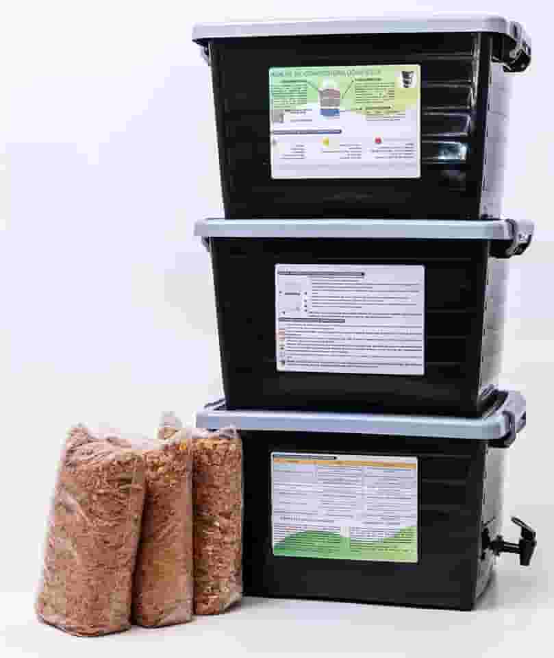 Composteira doméstica 90L kit econômico - Reduza seu lixo orgânico e produza adubo orgânico