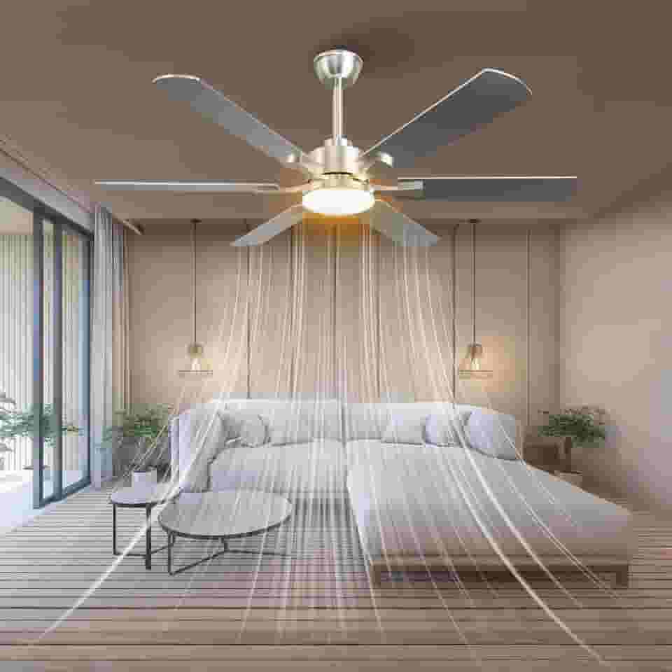 Ventilador de Teto Silencioso com Controle Remoto, 52 polegadas, LED 24W 3 Cores, Motor BLDC 6 Velocidades e Função Reversa, 110V/220V, Design Moderno para Sala e Quarto