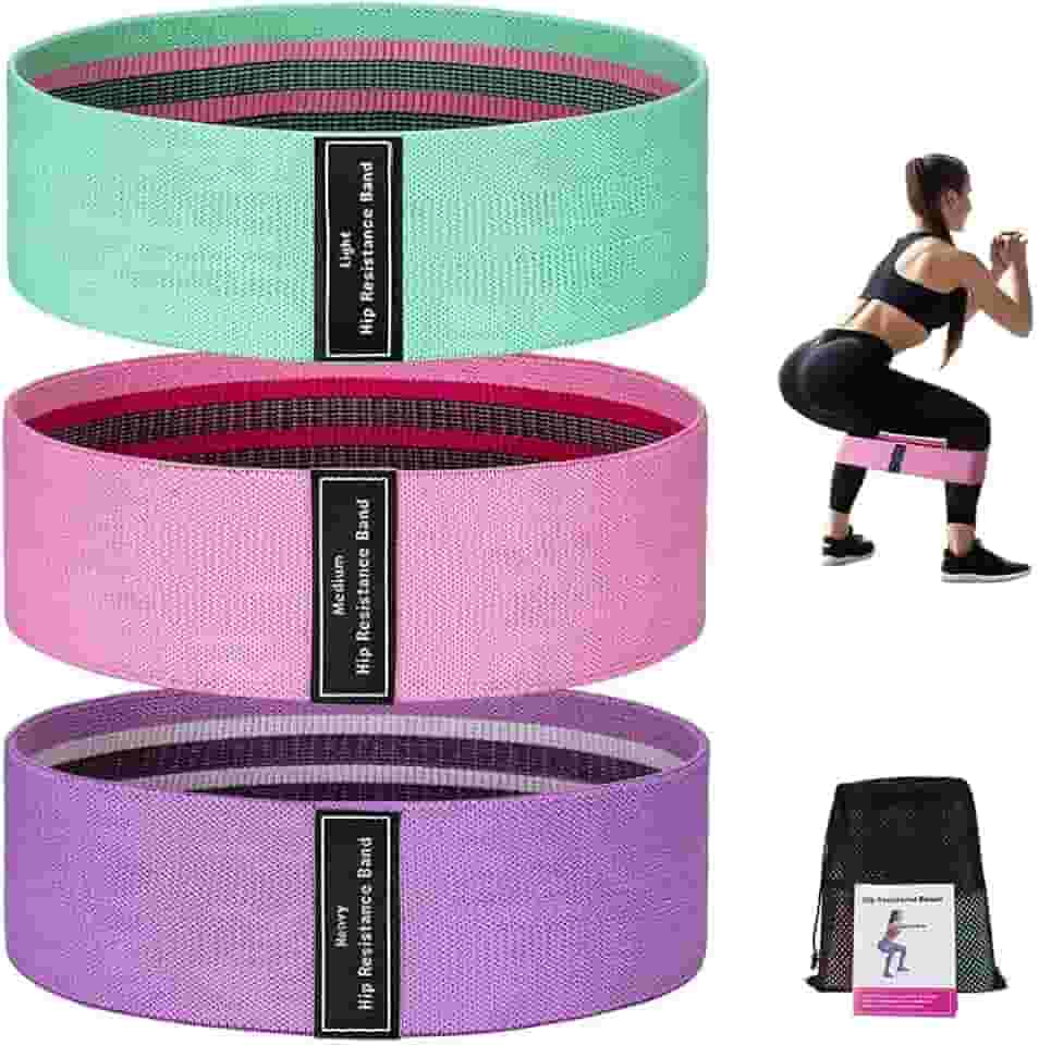 3 Faixas Hip Mini Band Tecido Elástico Premium Kit Para Exercícios Em Casa - Fisioterapia Yoga Pilates Reabilitação Academia Treino Funcional Alongamento Crossfit Ginástica Musculação Intensidades