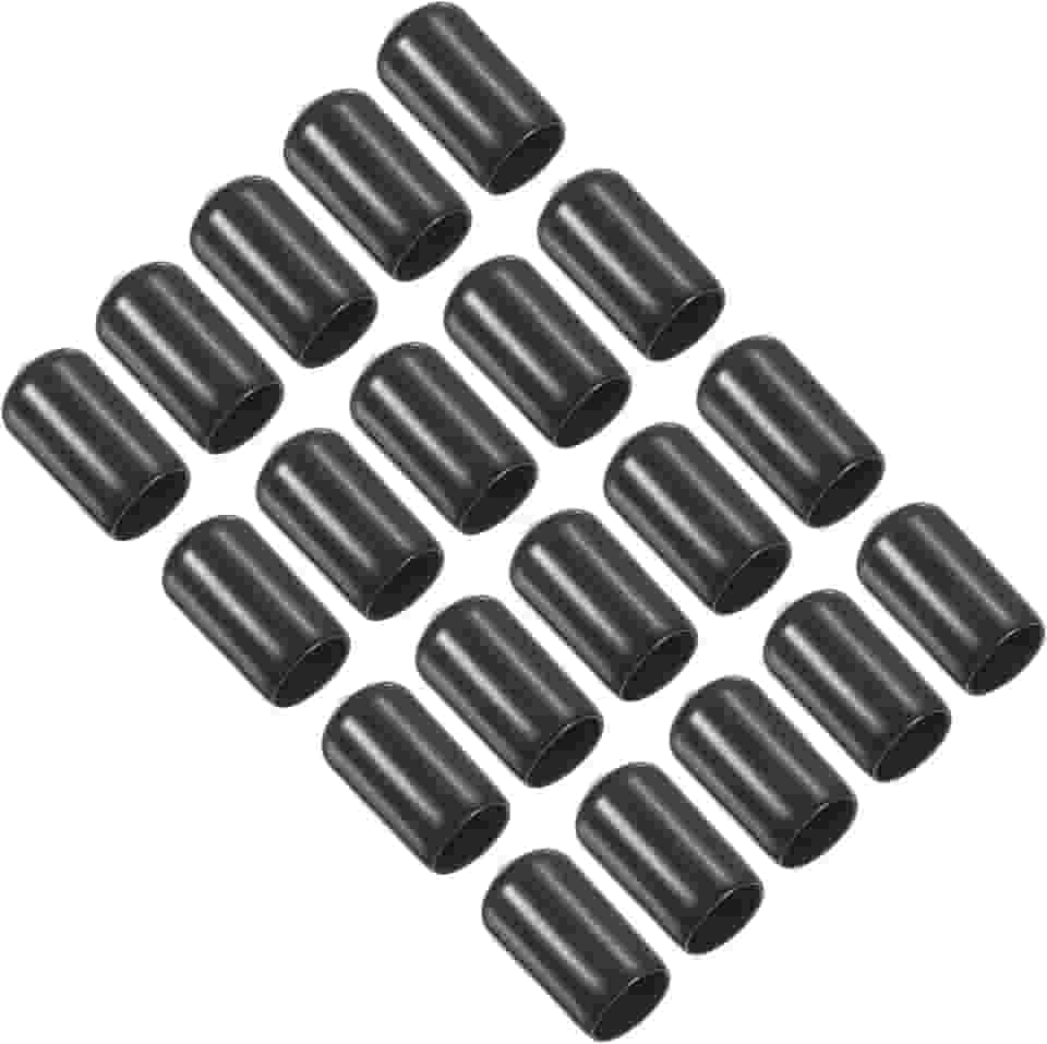 Capa de ponta de taco de sinuca de 12 mm, 20 peças de pontas de taco de sinuca, capa de borracha, protetor de cabeça de bilhar, ferramenta de cabeça de bastão para acessório de sinuca, preta