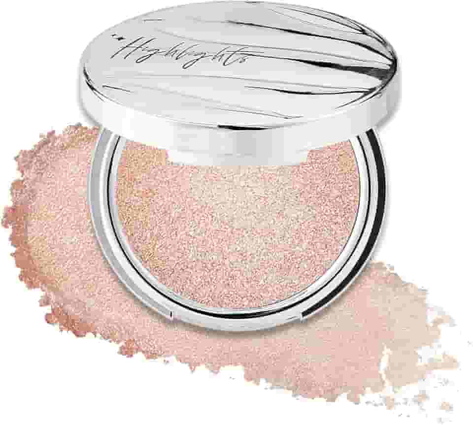 Erinde Iluminador facial Shimmer em pó, acabamento em creme a pó, brilho leve e saudável, maquiagem iluminadora corporal luminosa de longa duração, 04 Champagne Aura