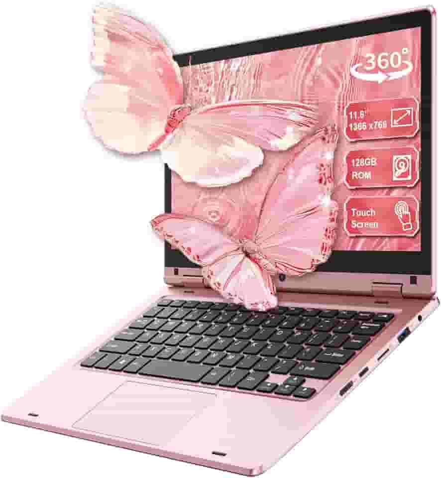 Laptop de 11,6 polegadas, tela sensível ao toque, 360°, dobrável, fino, laptop, Celeron N4020, pequeno, 6 GB de RAM, SSD de 128 GB, PC, portátil, banda dupla, WiFi e sem fio, Bluetooth, webcam USB 3.0