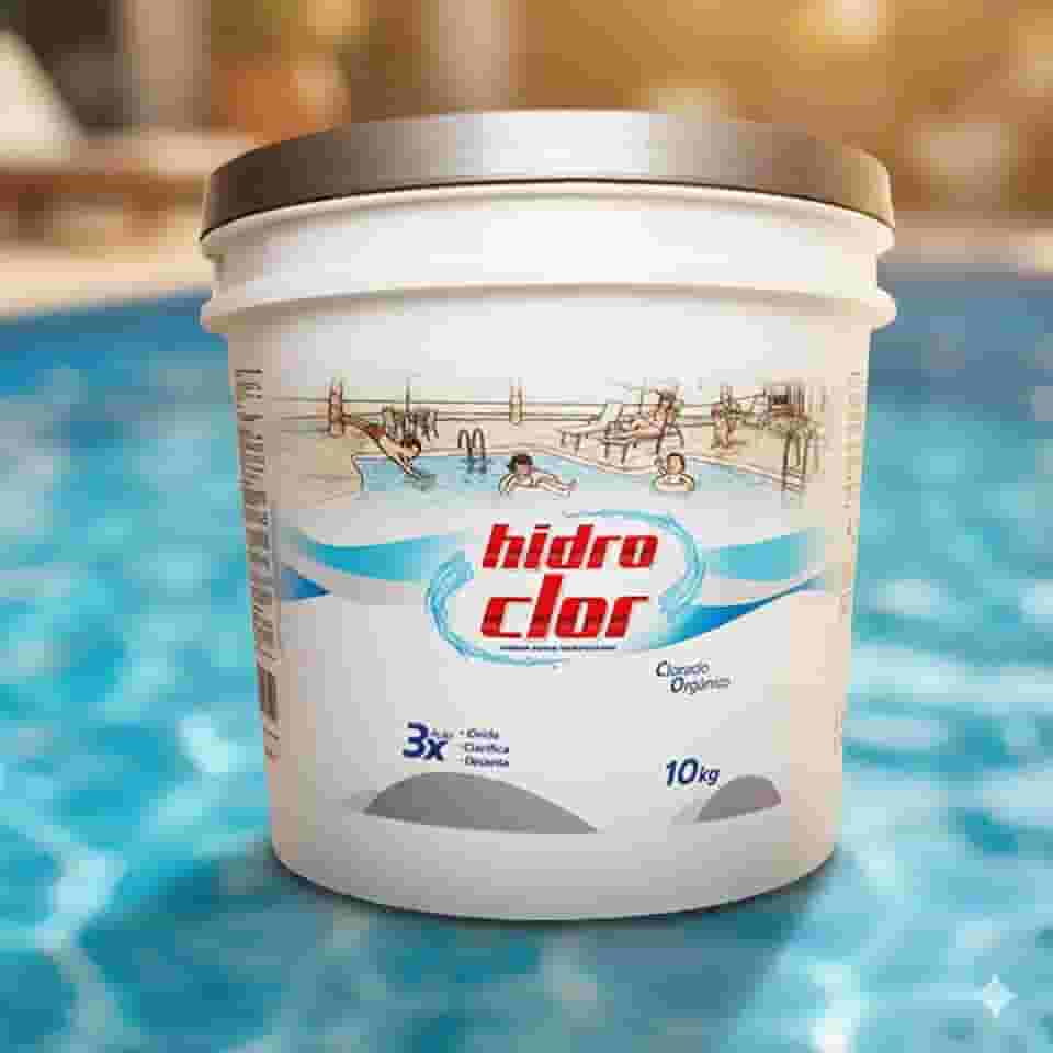 CLORO ORGÂNICO TRIPLA AÇÃO 36% HIDROCLOR 10Kg para Piscina, Desinfeta, Clarifica e Decanta, 36% Concentração, Tratamento de Água