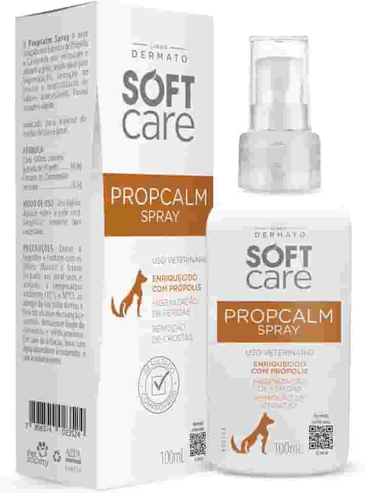 Propcalm Spray Soft Care Dermato 100mL - higienização da pele, remoção de crostas e neutralização de odores, com secagem rápida para cães e gatos