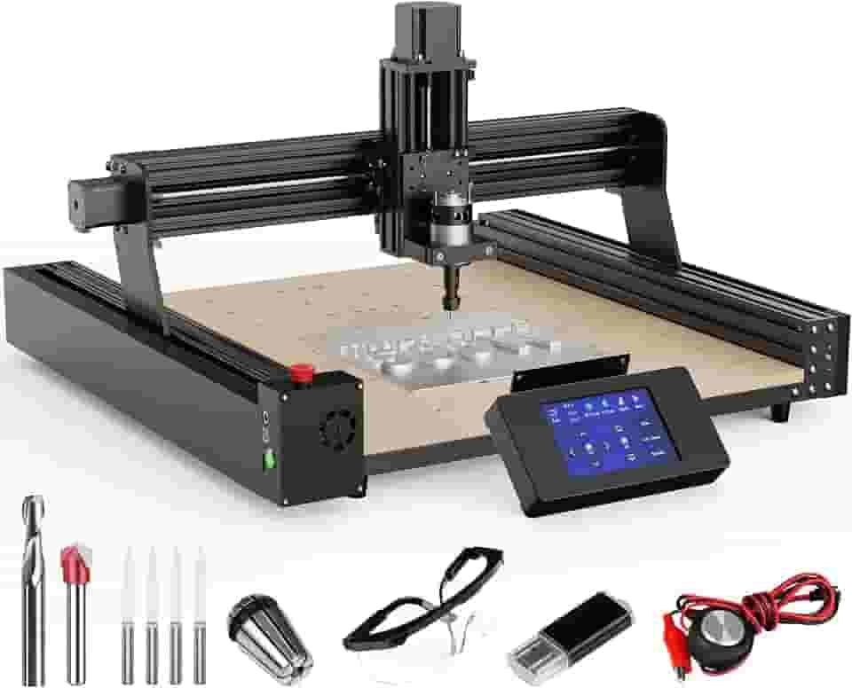 Twotrees TTC 450 Máquina de Enrutador CNC, Máquina CNC de 3 Eixos para Gravação, Corte de MDF, Acrílico, Madeira Maciça, Nylon, PCB, Placa de Fibra de Carbono, Área de Trabalho 460 x 460 x 80 mm