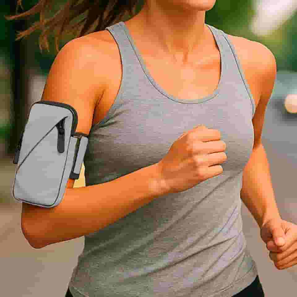 Capinha Braçadeira Suporte Porta Celular Para Braço Corrida Bike Academia Prova De Água Resistente Com Regulagem Premium (Cinza)