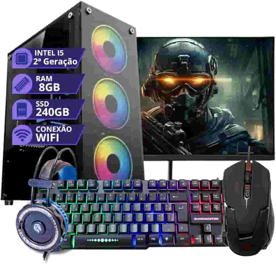 Pc Computador Gamer Completo Intel Core I5 Memoria 8gb Ssd 240gb Monitor 19 Windows 10