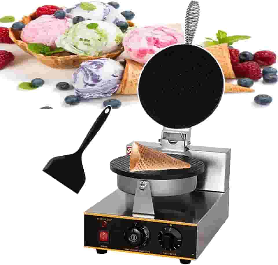 CNAOHGHN MáQuina De Casquinha Crocante,MáQuina EléTrica De Sorvete, MáQuina EléTrica De Waffle,Massa Antiaderente/FáCil De Limpar (50 A 250 °C/0 A 5 Minutos) Para Lojas De Sobremesas E Restaurantes