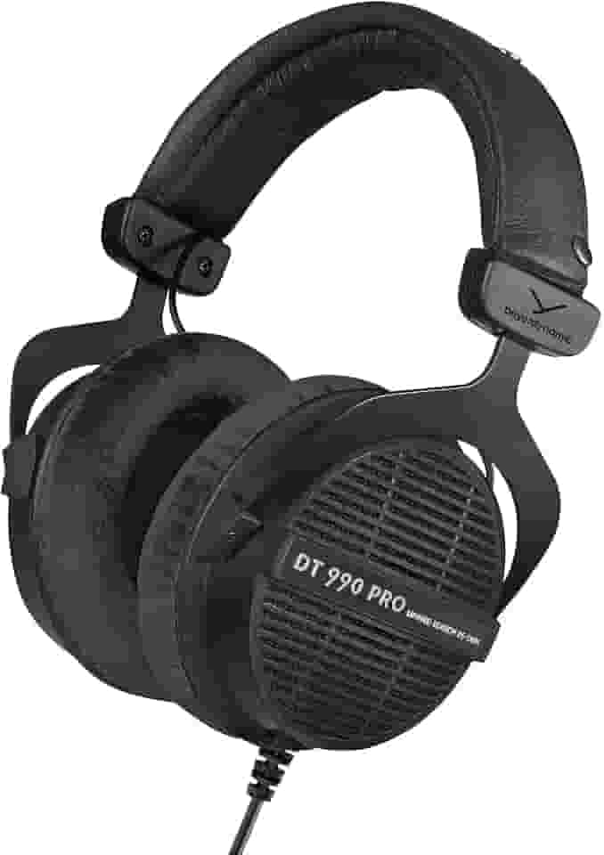 beyerdynamic Fone de ouvido Dt 990 Pro circum-auricular para monitor de estúdio - estrutura estéreo aberta com fio (80 Ohm, preto (edição limitada))