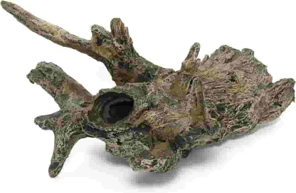 Tocas de Troncos para Peixes e Répteis de Médio Porte | Ornamento de Resina Atóxica para Aquários e Terrários | Pintura Artesanal (Enraizado)