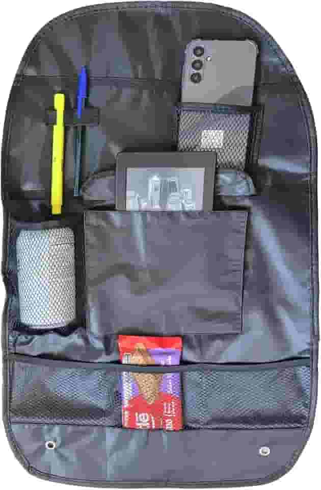 Organizador de Objetos Banco Carro Porta Treco Objetos Suspenso 6 Bolsos Preto