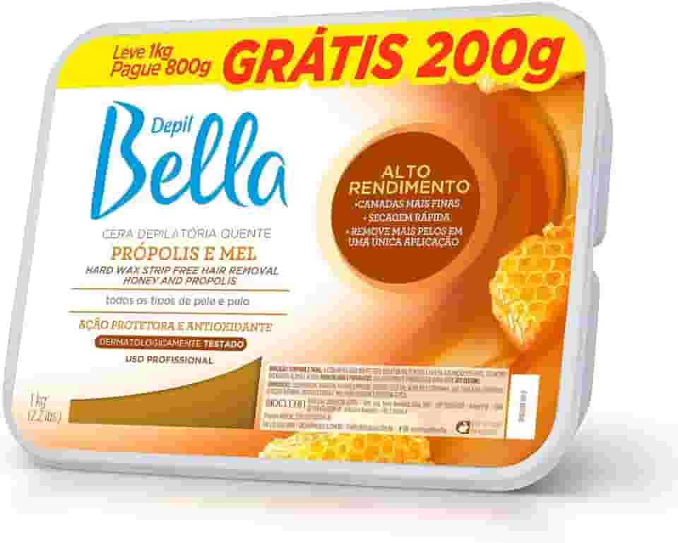 Depil Bella - Cera Depilatória Própolis e Mel Alto Rendimento Pague 800g Leve 1kg