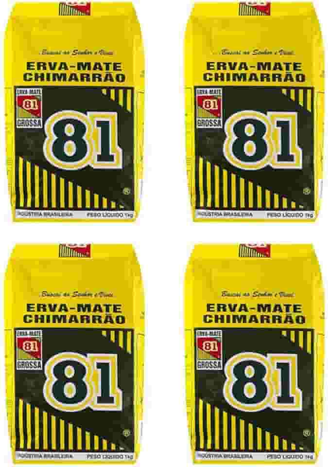Erva Mate 81 Moída Grossa Embalagens Kit 4un de 1kg para Chimarrão
