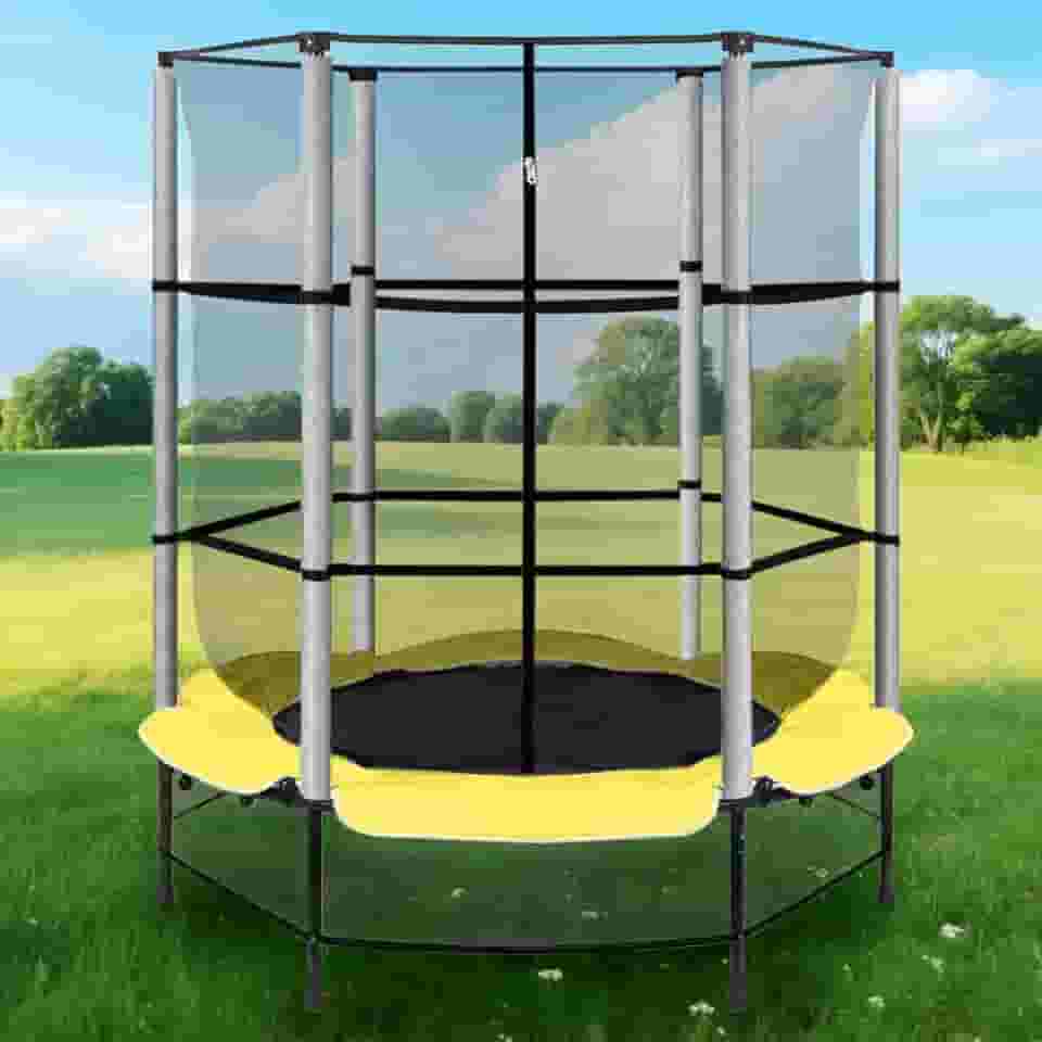 Trampolim para crianças, trampolim com rede de proteção1,4 * 1,5 M, presente divertido para crianças, suporte de carga 100 kg