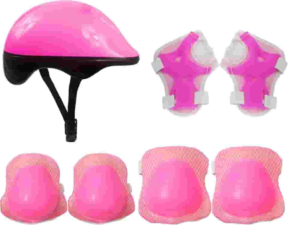 Kit de Proteção Capacete + Cotoveleira + Joelheira Rosa M 55-59cm DM Radical