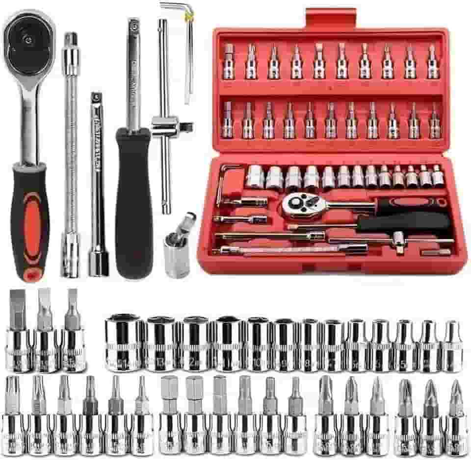 Kit 46 Chave Catraca Jogo De Soquetes Allen Torx Ferramentas catraca soquete de 1/4 barra de extensão
